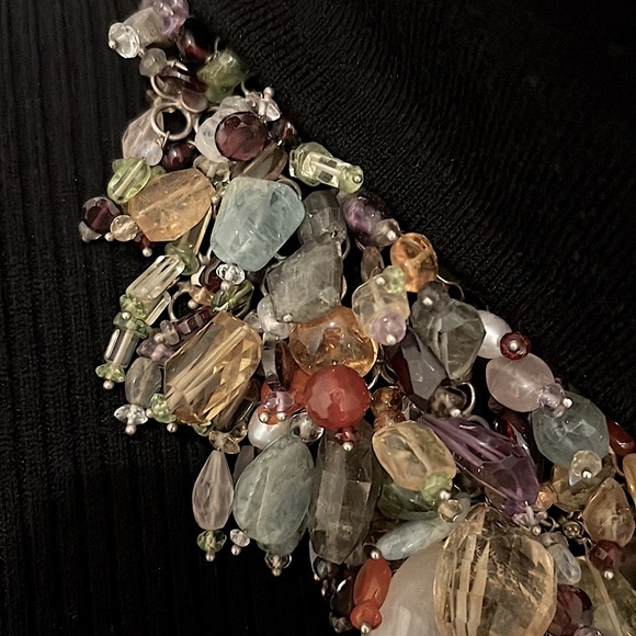 Bohemian Bib Style Necklace with Semi Precious Stones .925 Silver Handmade India - Picture 3 of 8